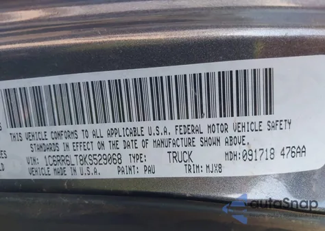 2019 Ram 1500 Classic Lone Star 4X2 5'7 Box from USA, damaged, VIN 1C6RR6LT8KS529068